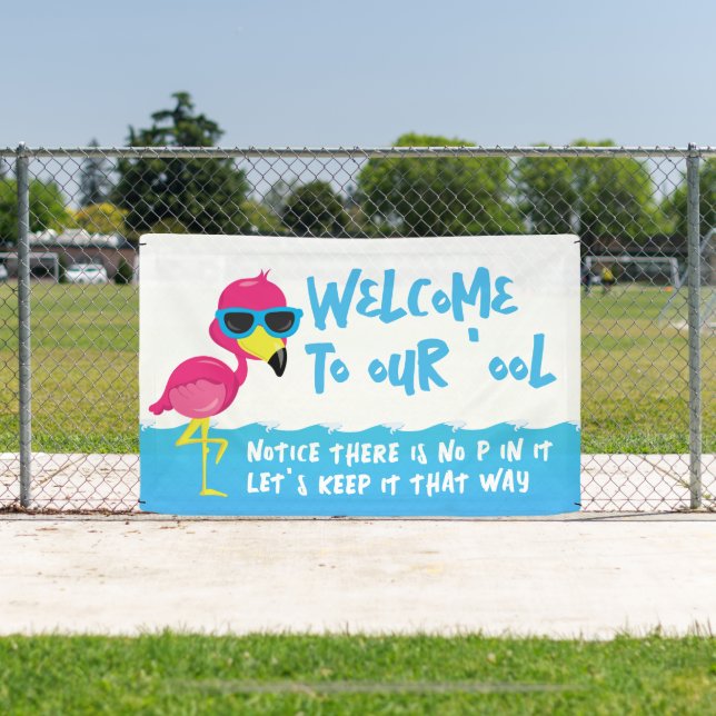 Lona Bienvenidos a nuestro flamenco de piscina (in situ)