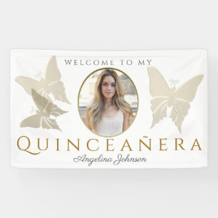 Lona Bienvenidos a Quinceanera Gold Butfly