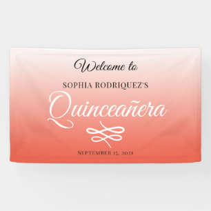 Lona Bienvenidos a Quinceañera, Naranja cálido