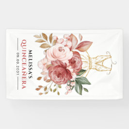 Lona Bienvenidos a Quinceanera Rustic Floral 15 cumplea