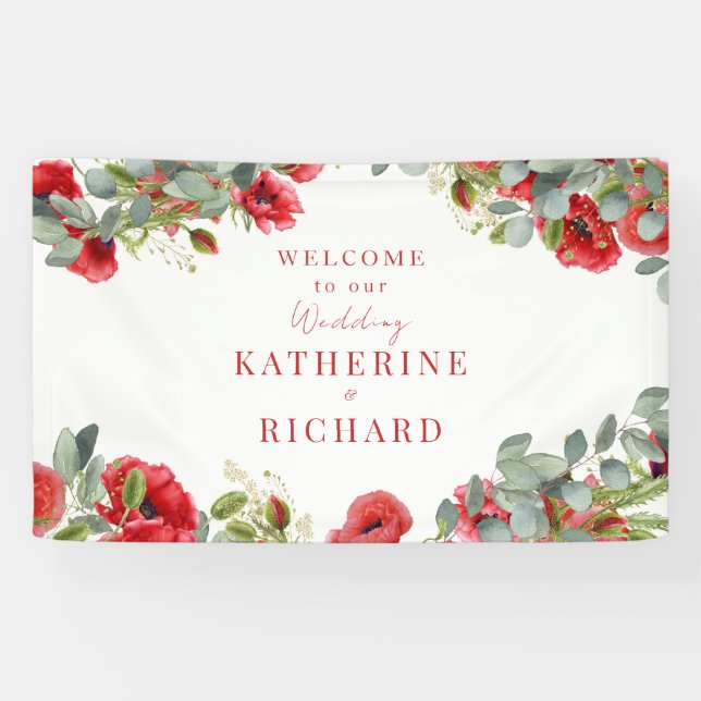 Lona Bienvenidos a Red Floral Boda (Horizontal)