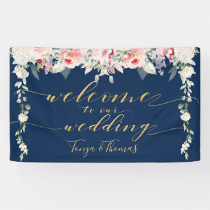 Lona Bienvenidos a Rubor Blooms Fancy Gold Calligraphy