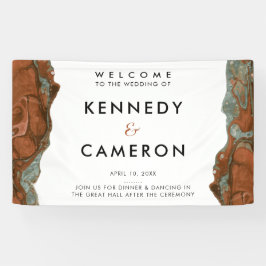 Lona Bienvenidos a Terracotta Naranja y Mármol Minimali