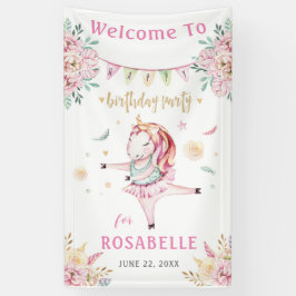 Lona Bienvenidos a Unicorn Ballerina Pink Floral Birday