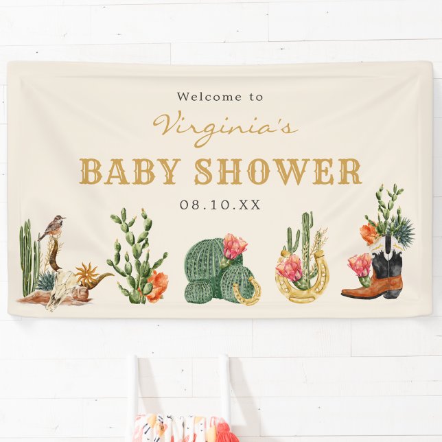 Lona Bienvenidos a Western Cowboy Baby Shower (Western Cowboy Baby Shower Welcome Banner by Painted Paperie
)