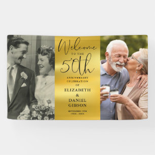 Lona Bienvenidos al 50 aniversario Then And Now 2 Foto