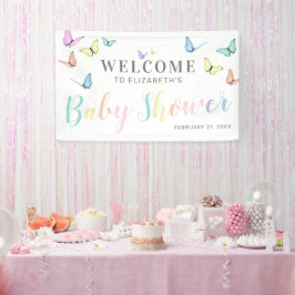 Lona Bienvenidos al Baby Shower Butterflies
