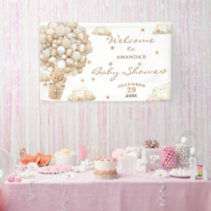 Lona Bienvenidos al Baby Shower de Globos de Osito Boho