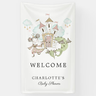 Lona Bienvenidos al Baby Shower del Castle Princess Dra