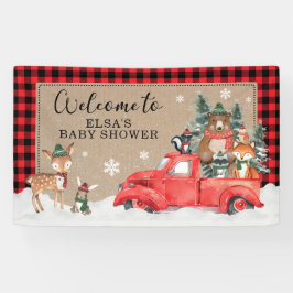 Lona Bienvenidos al Baby Shower Winter Woodland Wonderl