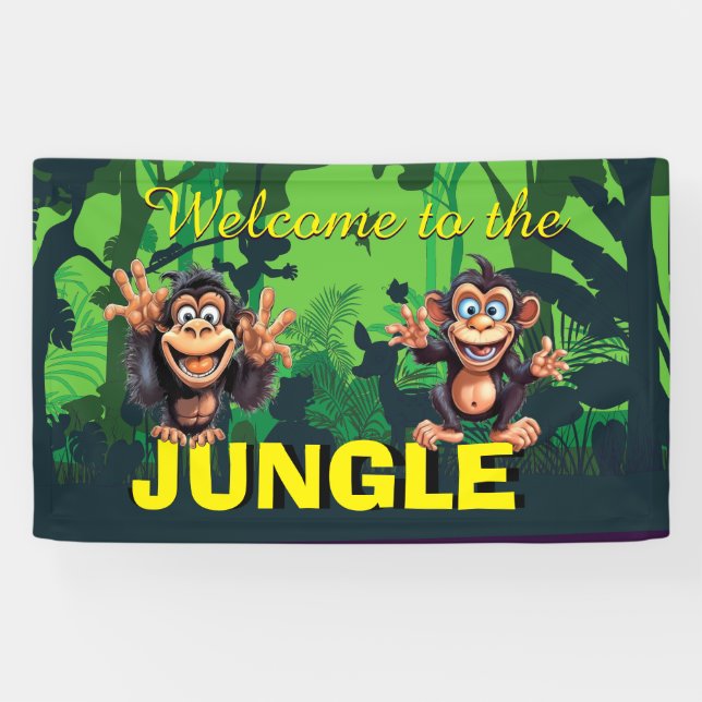 Lona bienvenidos al cartel de la jungla (Horizontal)