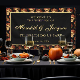 Lona Bienvenidos al cráneo gótico a nuestro Boda de Hal