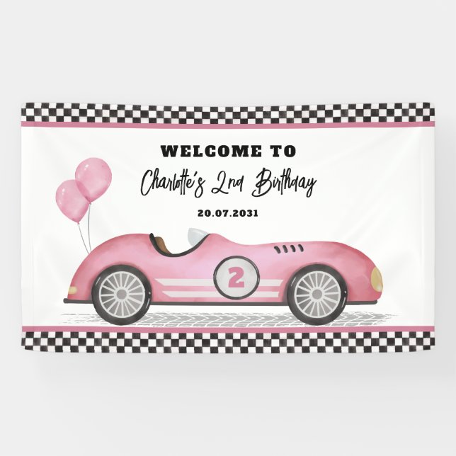Lona Bienvenidos al cumpleaños de dos Chicas rápidos de (Horizontal)