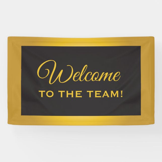 Lona Bienvenidos al equipo Profesional Gold y Black (Horizontal)