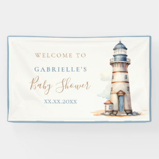 Lona Bienvenidos al faro de Baby Shower Nautical