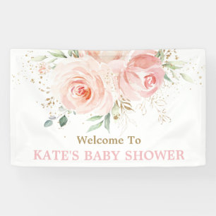 Lona Bienvenidos al fondo Rubor Pink Floral Baby Shower