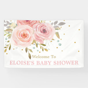 Lona Bienvenidos al fondo Rubor Pink Floral Baby Shower