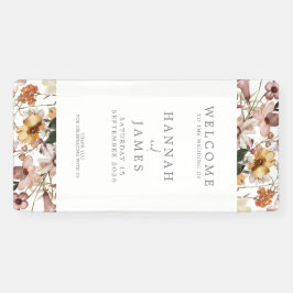 Lona Bienvenidos Bodas Botánicos Florales Sencillos