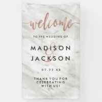 Bienvenidos Bodas modernos de mármol blanco y Rosa