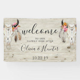 Lona Bienvenidos Boho Antler Skull Light Wood Boda