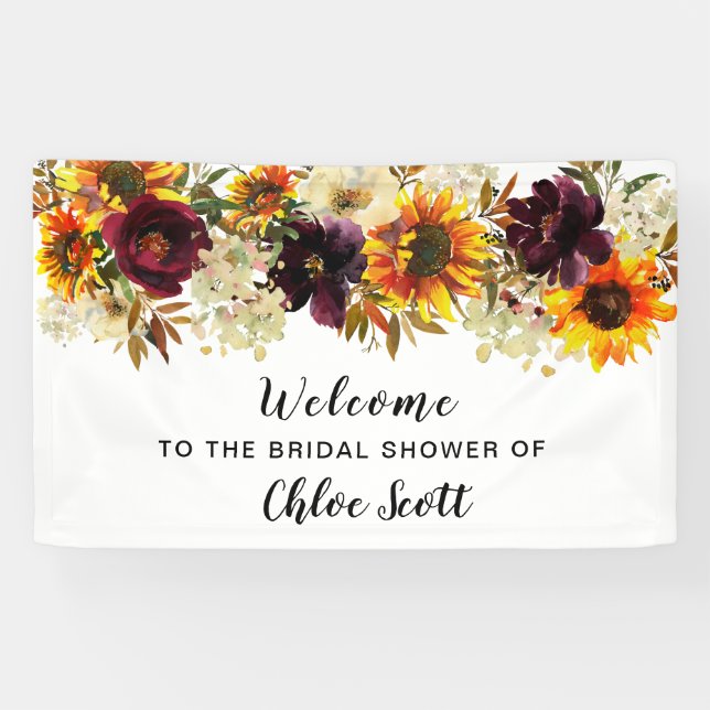 Lona Bienvenidos Boho Autumn Floral Bridal Shower (Horizontal)