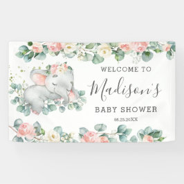 Lona Bienvenidos Chicas de Floral Greenery Elephant Bab