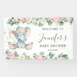 Lona Bienvenidos Chicas de Floral Greenery Elephant Bab