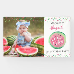 Lona Bienvenidos chicas uno en un Melón Primer Cumpleañ