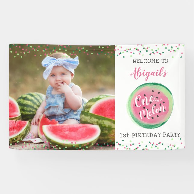 Lona Bienvenidos chicas uno en un Melón Primer Cumpleañ (Horizontal)