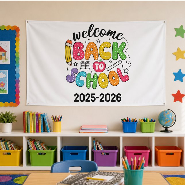 Lona Bienvenidos de vuelta a la escuela | Aula (Welcome Back to School | Classroom Banner)