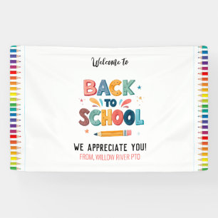 Lona Bienvenidos de vuelta a la escuela - Aula brillant