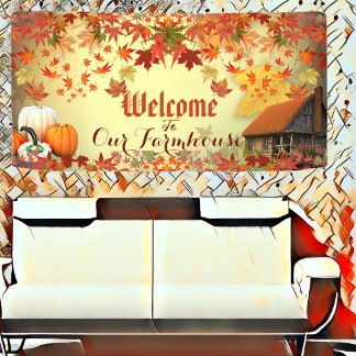 Lona Bienvenidos Farmhouse Pumpkin Patch Maple Leave Sa