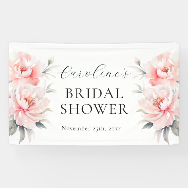 Lona BIENVENIDOS Floral Peonies DUCHA BRIDAL rosa Rubor (Horizontal)