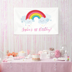 Lona BIENVENIDOS RAINBOW CLOUDS kawaii fiesta colores b