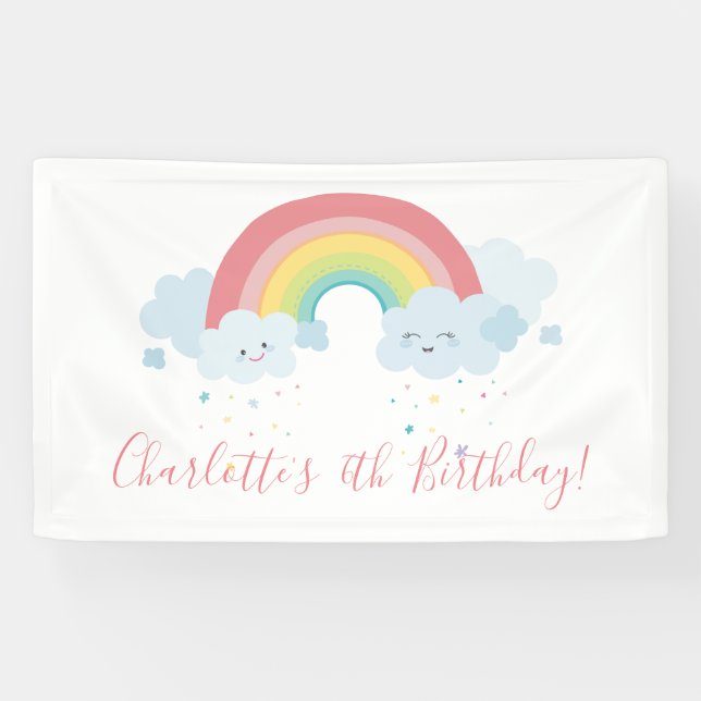 Lona BIENVENIDOS RAINBOW CLOUDS kawaii fiesta colores p (Horizontal)