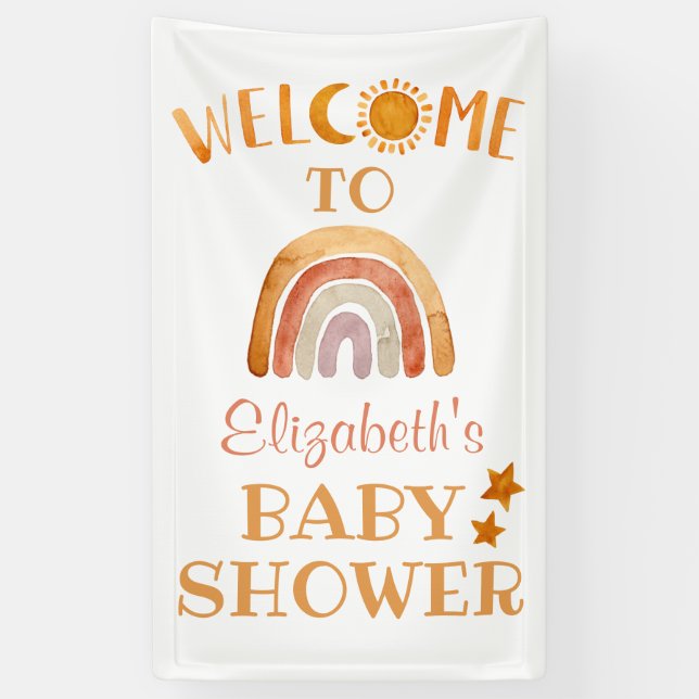 Lona Bienvenidos Sunshine, Moon, Rainbow y Stars (Vertical)