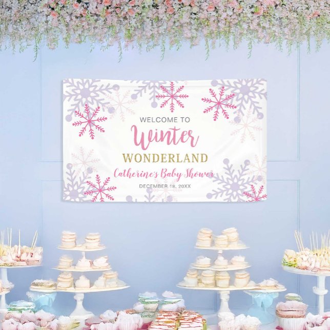 Lona Bienvenidos Winter Wonderland Baby Shower Snowflak (Subido por el creador)