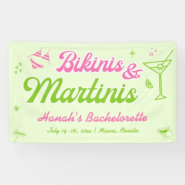 Lona Bikinis y Martinis Fiesta de Bach Bienvenidos (Horizontal)