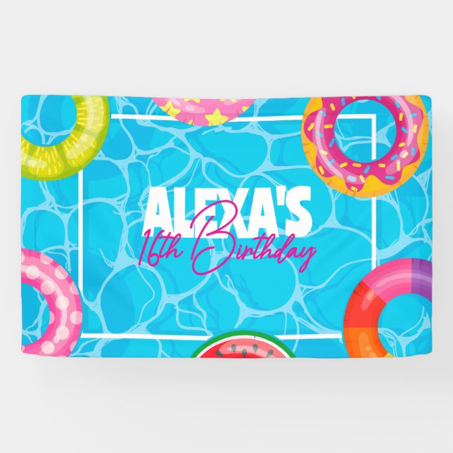 Lona Birthday Bday Pool Party (Horizontal)