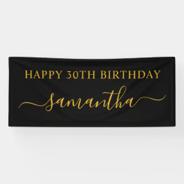 Lona Black and Gold 30th Birthday Girly Signature Name