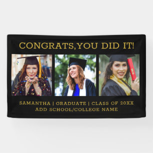 Lona Black And Gold 3 Collage de fotos Congrats Grad 20