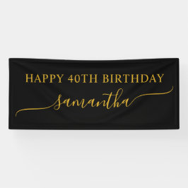 Lona Black and Gold 40th Birthday Simple Swash Name