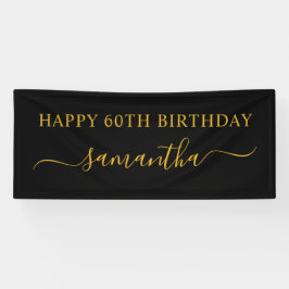 Lona Black and Gold 60th Birthday Elegant Swash Name