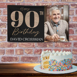 Lona Black and Gold Glitter Numeral 90th Birthday 