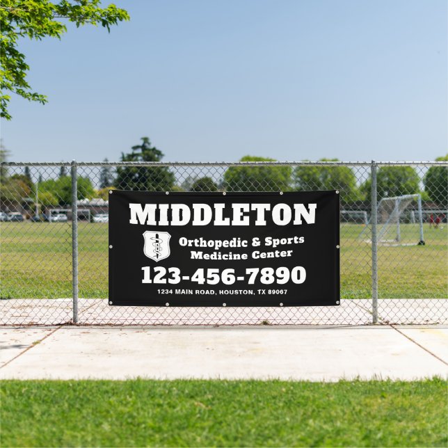 Lona Black and White Business Banner with Logo (in situ)