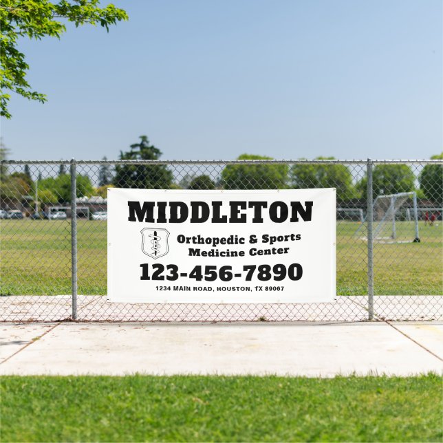 Lona Black and White Business Banner with Logo (in situ)