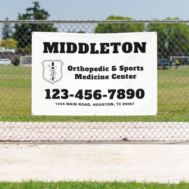 Lona Black and White Business Banner with Logo (in situ)