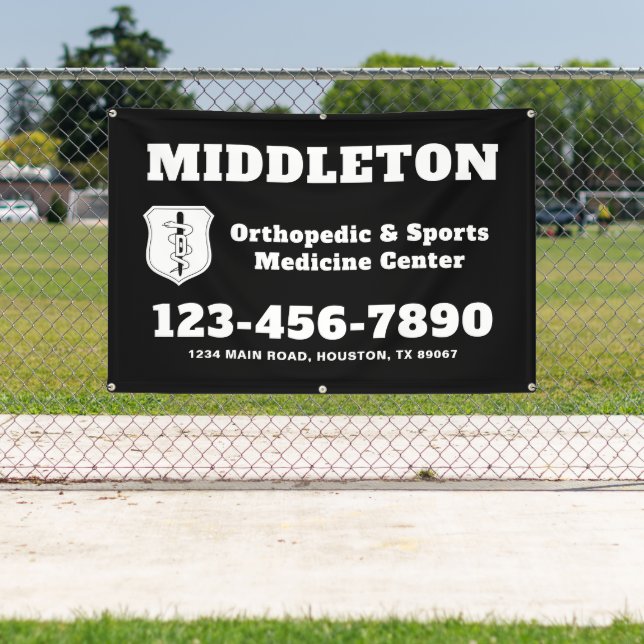 Lona Black and White Business Banner with Logo (in situ)