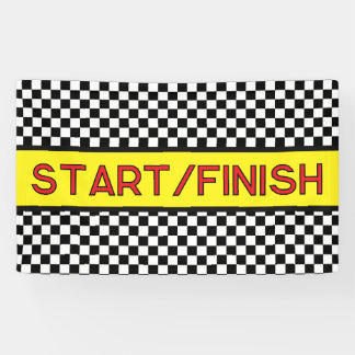 Lona Black and white Racing START finish Line Banner