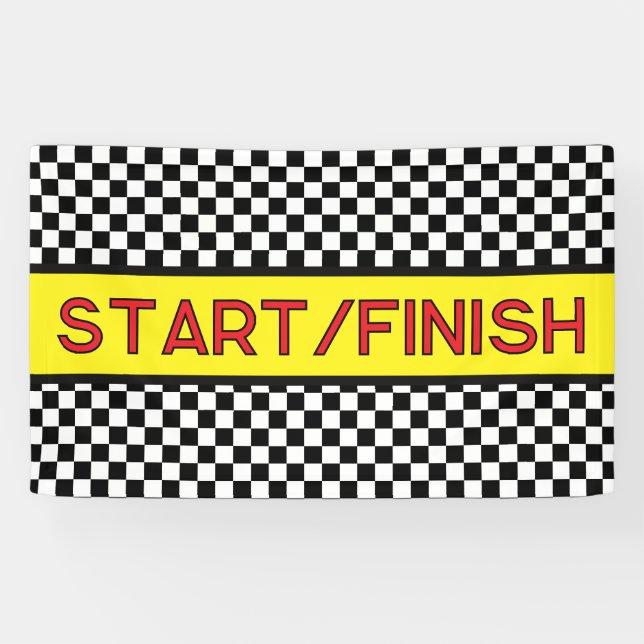 Lona Black and white Racing START finish Line Banner (Horizontal)